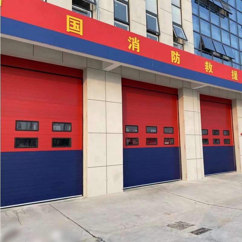 厂家消防站工业提升门抗风防尘保温翻版车库门一键联动自动感应