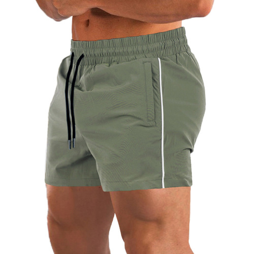 Muscular men's sports fitness shorts, elastic thin, breathable squat three-quarter pants, quick-drying running shorts for iron dogs