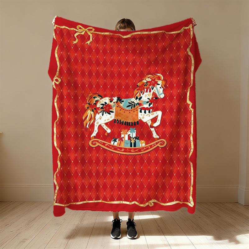 2026年马年新年塞拉斯蒂四季盖腿毯复古沙发休闲毯加厚办公室披肩