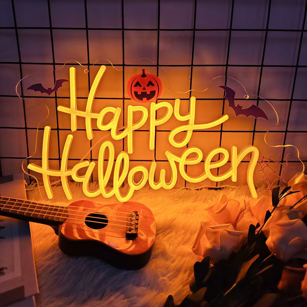 Luz de neón transfronteriza amazónica personalizada calabaza fantasma de Halloween luces decorativas happy Halloween atmósfera