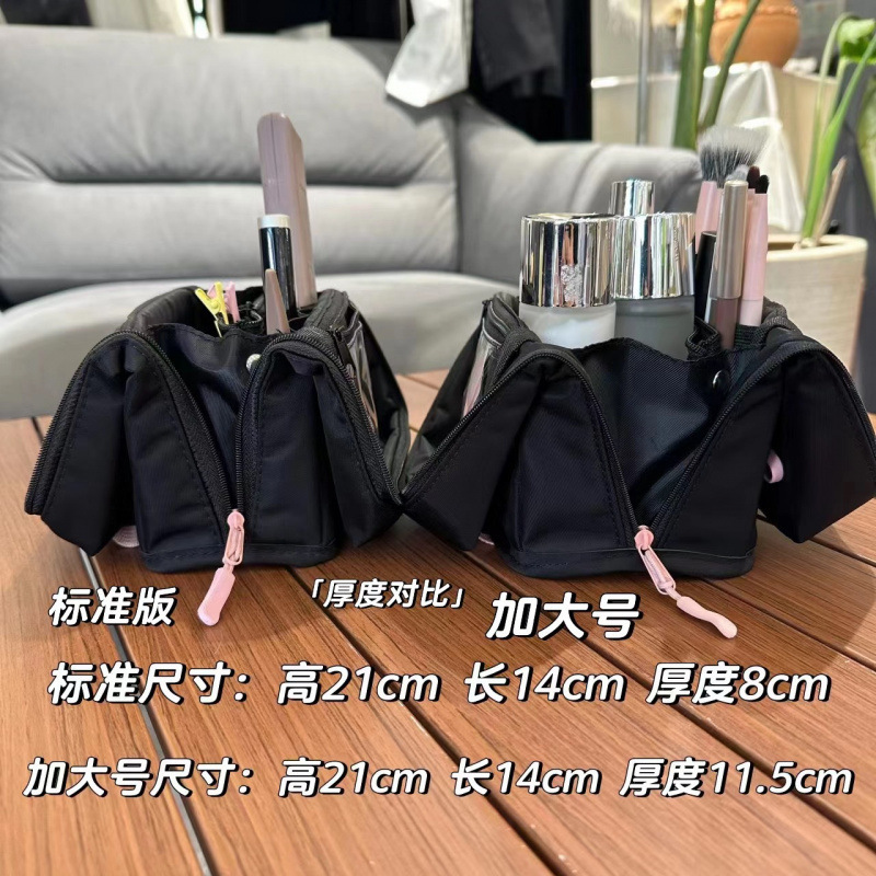 同じスタイルの韓国のインターネット有名人の化粧ブラシ収納袋かわいいリボン大容量バッグNZスキンケア製品化粧品袋|undefined