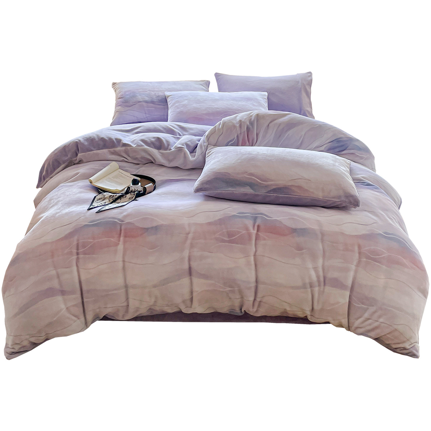 Otoño e invierno engrosado leche cama de cuatro piezas conjunto de coral cubierta de edredón de flanel doble sábanas de tres piezas conjunto
