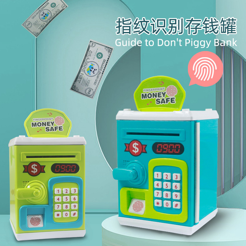Children's Toy Fingerprint Sensor Children's Piggy Bank Cartoon Atm Password Box Automatic Rolling Money Creative Gift Toy