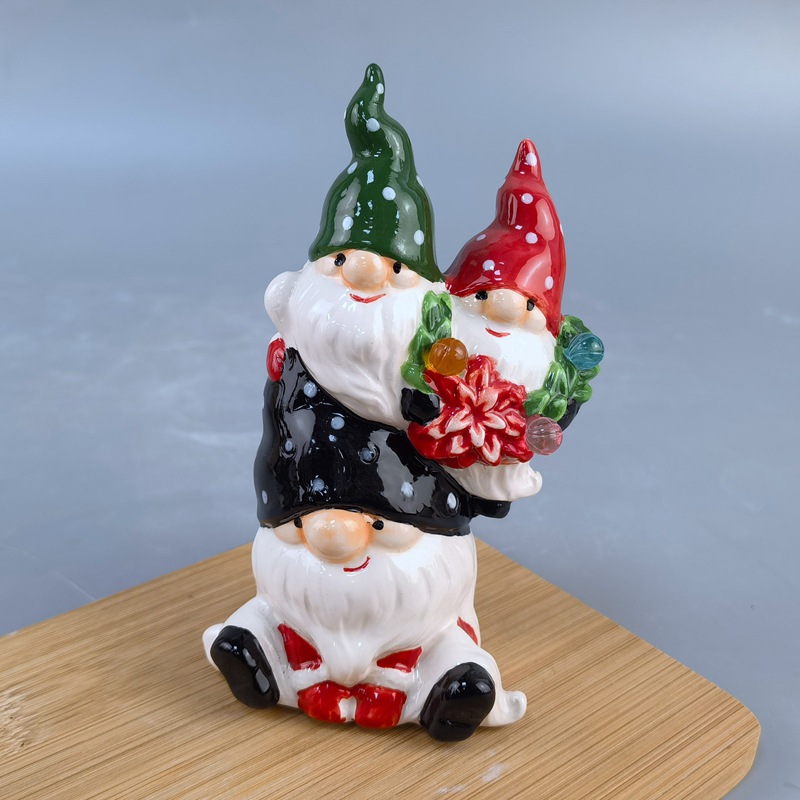 Artesanía de cerámica europea creativa Adornos de hadas Jardín navideño Personajes de duendes Adornos de dibujos animados pintados