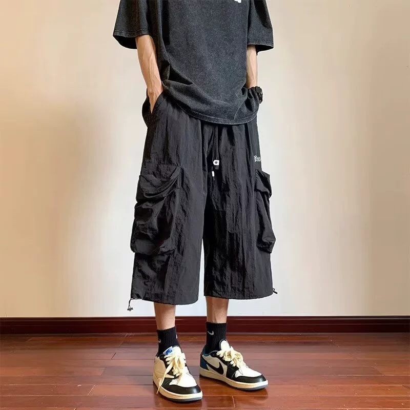 Chaoyo 2024 летний новый тонкий американский укороченные брюки для молодых мужчин свободные дикие уличные брюки