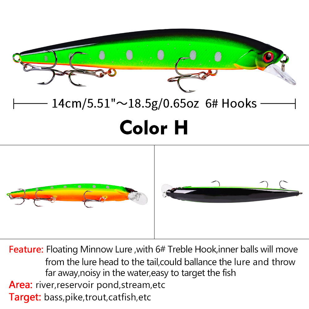 Sinking Minnow Fishing Lures  Shallow Diving Fresh Water Bass Swimbait Tackle Gear