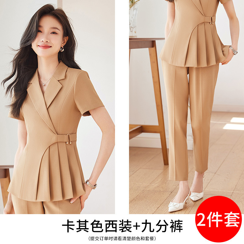 夏の職業服の高級感ファッションスーツの女性の正装の気質は身を修めて痩せています。|undefined