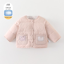 秋冬新款儿童羽绒棉服女童中小童韩版圆领口袋时尚加厚短款外套
