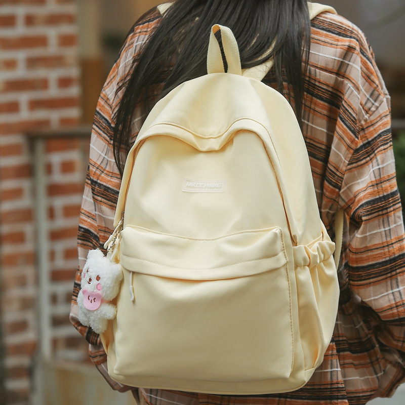 女初中高中大学生上课双肩包纯色书包小众简约背包男日韩版电脑包
