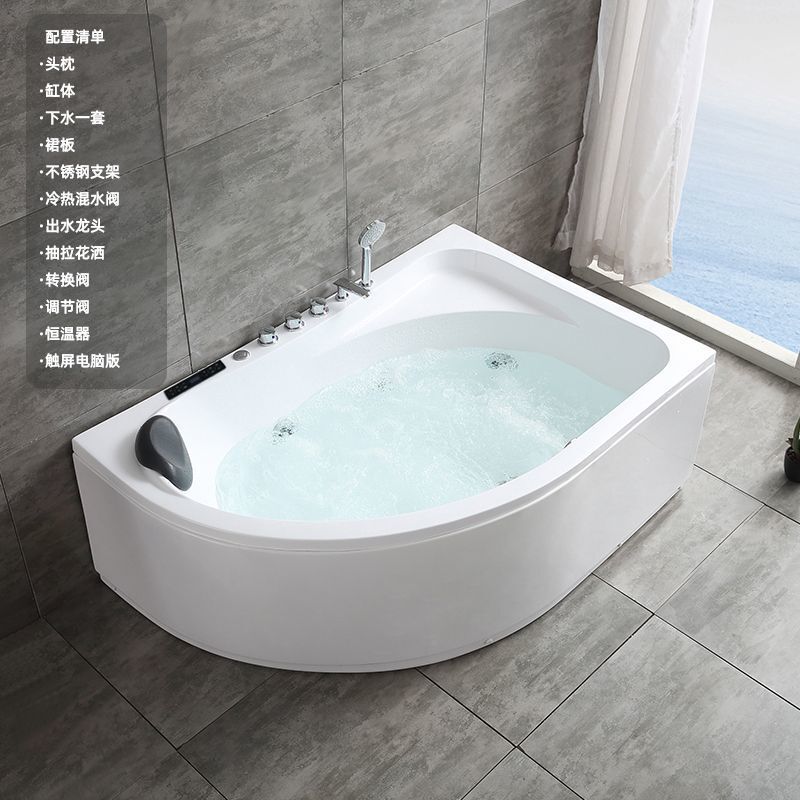 Corner Bathtub with Constant Temperature for Home Use, Adult Surfing Massage Bathtub for Small Apartments, Single-Person Triangular Fan-Shaped Bathtub