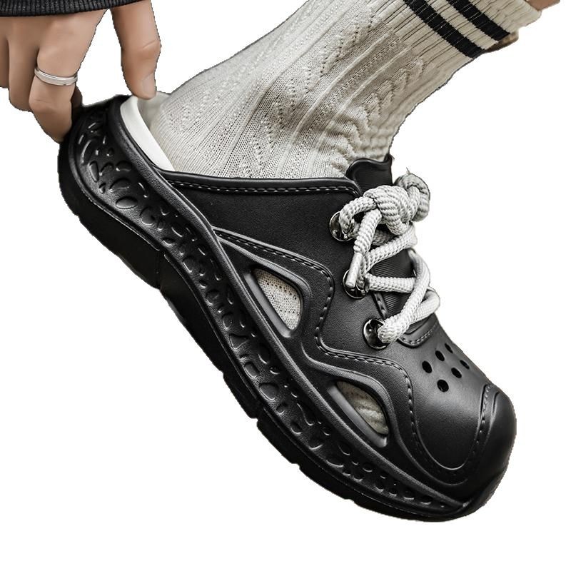 Comercio exterior transfronterizo 2025 nuevos zapatos con agujeros de playa, sandalias sin tacón para hombre, transpirable, antideslizante de verano al por mayor