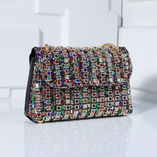 New European and American Socialite Fashion Crossbody Evening Bag Diamond Hand Bag Refined High-end Square Women's Clutch Bag