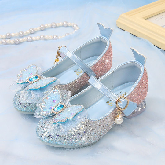 Girls High Heels 2025 New Fashion Children's Sweet Crystal Shoes Little Girls Dance Shoes Spot Wholesale