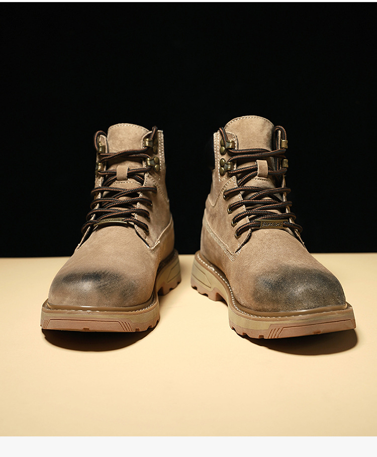 Ψηλές, μεγάλες κίτρινες μπότες, με στρώση κεφαλιού, δέρμα χοίρου, για υπαίθριες δραστηριότητες και ζεστά ανδρικά παπούτσια από κασμίρ_voghion.com