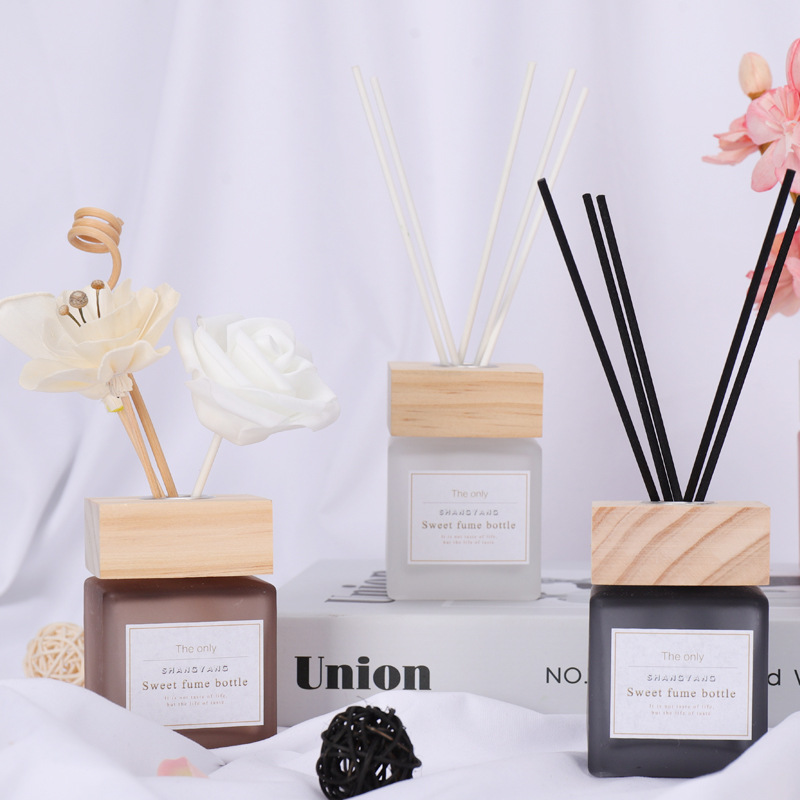 Botella de aromaterapia sin fuego de vidrio cuadrado 100mL botella vacía decoración del hogar coche fragancia perfume expansión sub-botella de aceite esencial