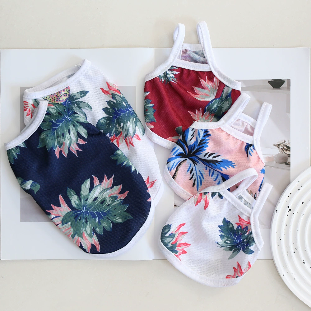 Кошки и собаки весной и летом одежда тонкая гавайская ветровая жилет подтяжка маленькая собака короткая универсальная одежда мягкая и удобная