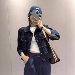 韩版时尚休闲翻领牛仔外套女春秋港风复古百搭洋气减龄夹克上衣潮