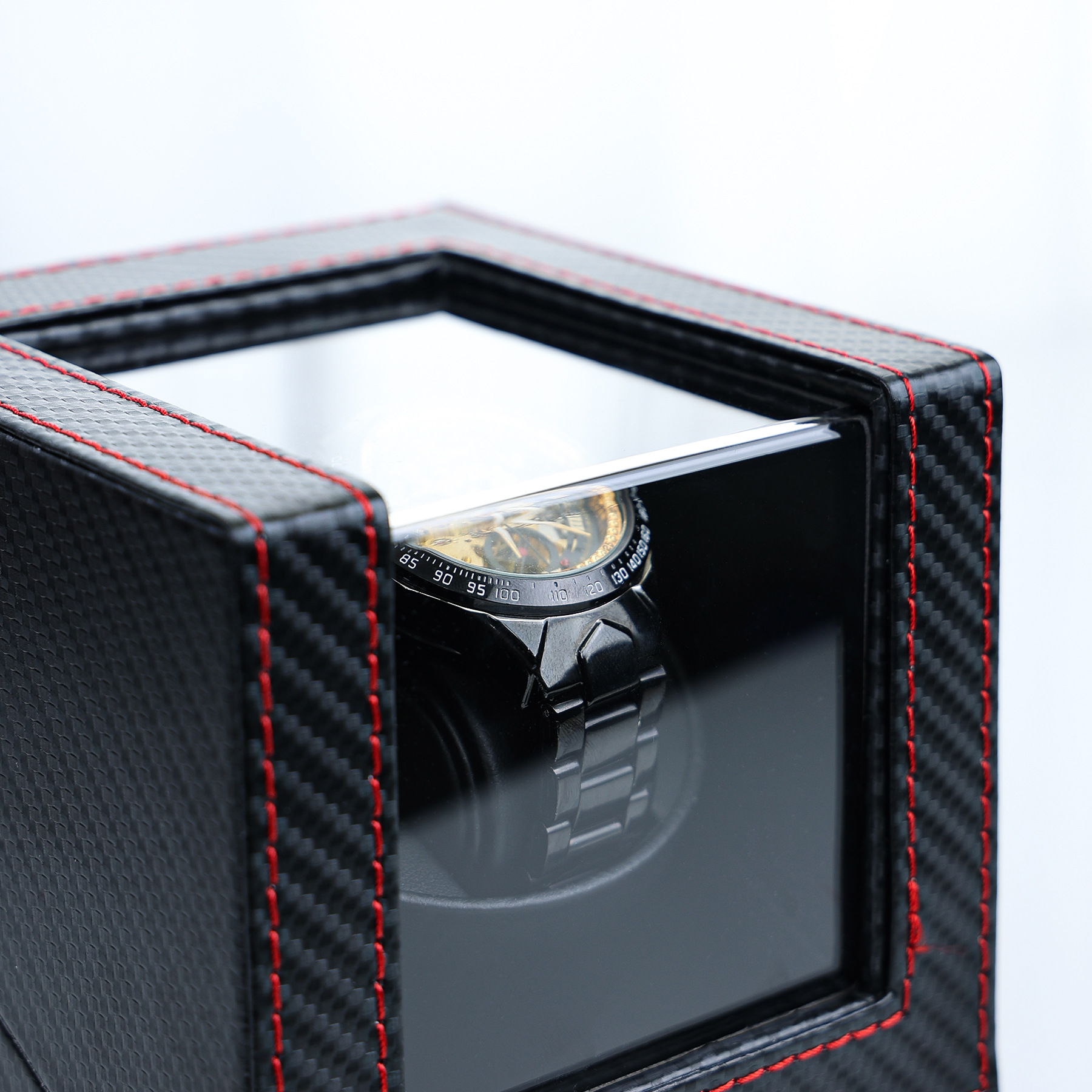 Dejiao en stock reloj mecánico al por mayor reloj automático Shaker caja eléctrica pu cuero mudo anti-magnético