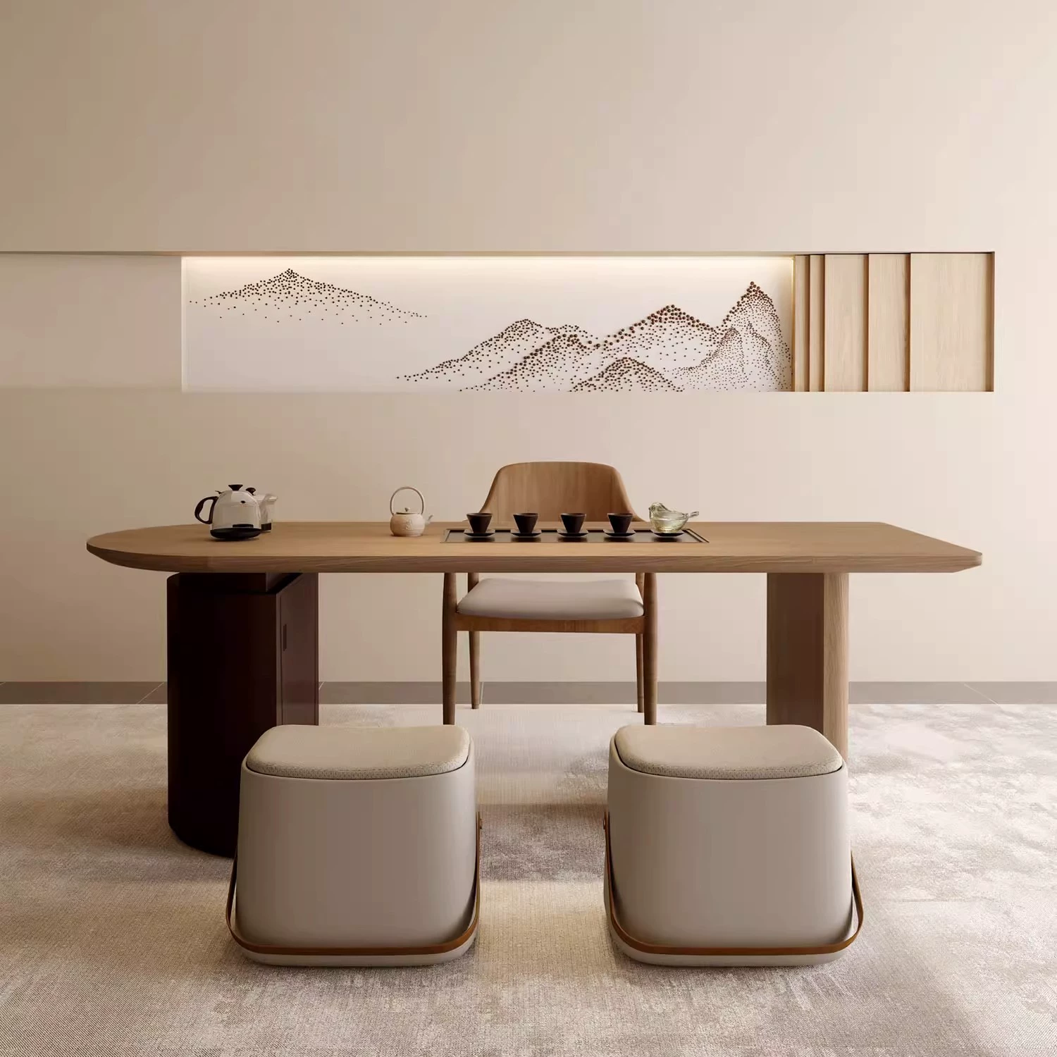 Комбинация чайного столика и стула на балконе в бревенчатом стиле, небольшой чайный столик для дома, кремовый стиль, новинка 2025 года, стильный чайный столик из цельного дерева