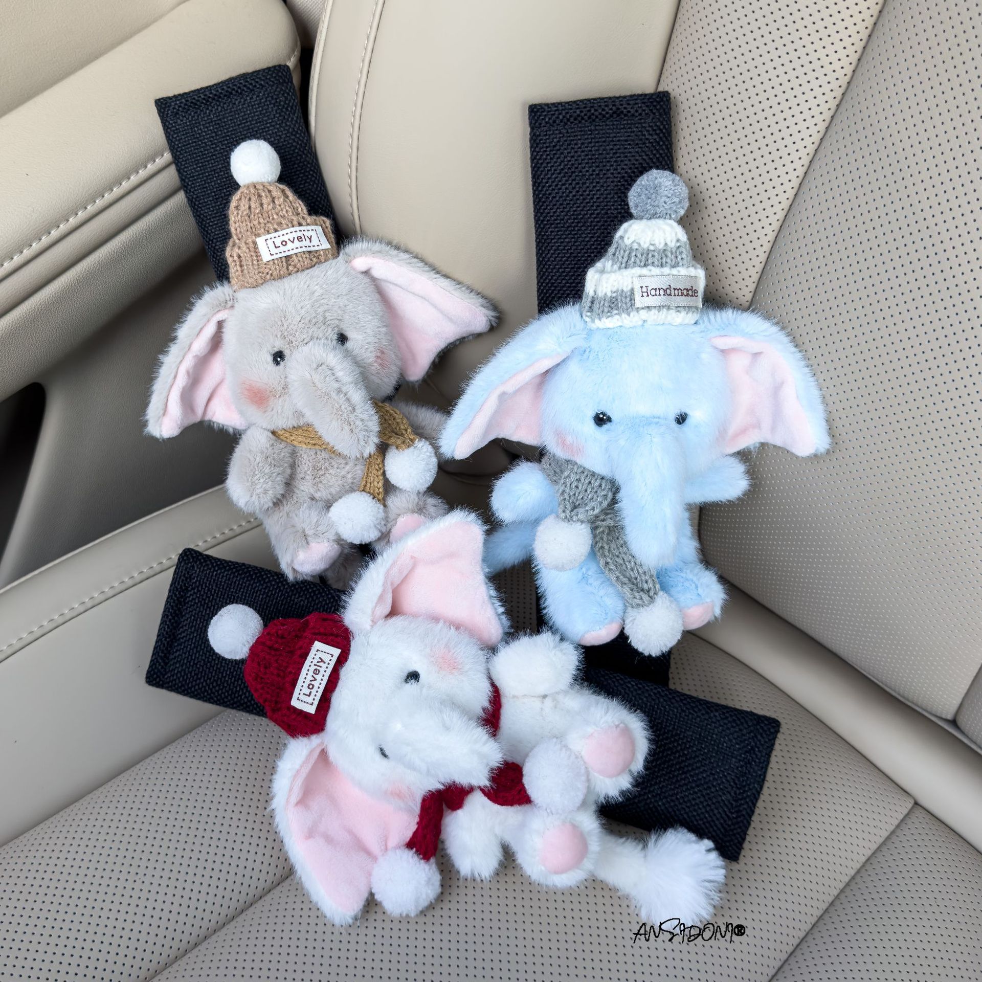 Cute Little Elephant Car Seat Belt Shoulder Pad Anti-Wear Clothing Protection Cover for Girls Car Interior Decoration Accessory