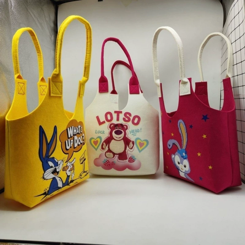 Новый сетевой красный мультфильм студенческая сумочка супер милый мультфильм милый кролик фетр сумка полная луна сумка