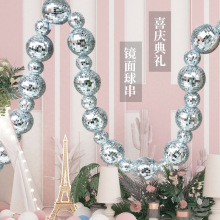 镜面反光球串反射球酒吧舞台玻璃球婚礼布置装饰道具disco球串