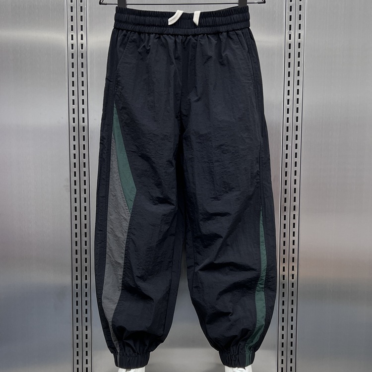 Summer quick drying striped patchwork outdoor leggings for men's trendy loose wide leg casual cropped Harlen pants_voghion.com