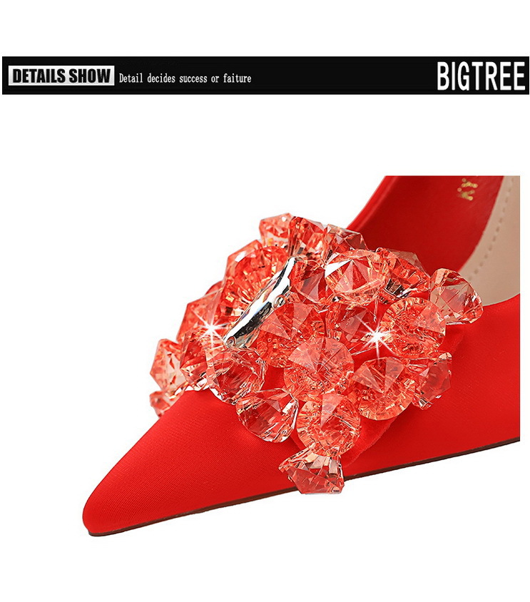 High Heels Women's Satin Pointed Court Shoes For Wedding Parties_voghion.com