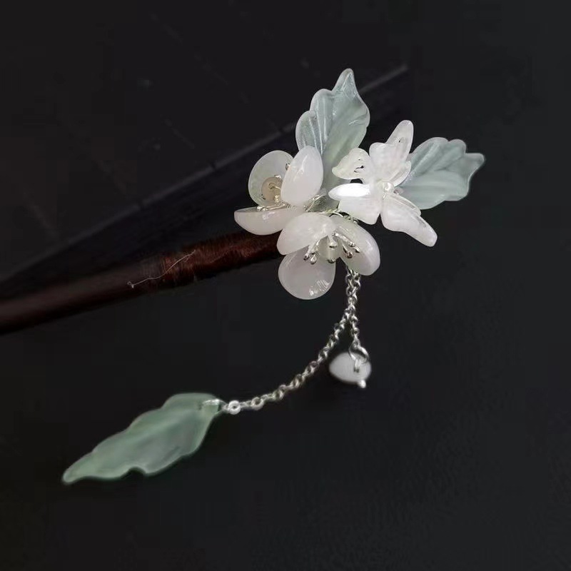 古风琉璃发簪步摇流苏吊坠木簪手工日常盘发簪子汉服头饰配饰女
