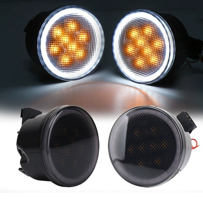 Cross-border hot sale suitable for JEEP herdsman modified LED lights 07-17 JK medium mesh belt day running lights turn signals (Dönmə işıqları) - with-daytime-light