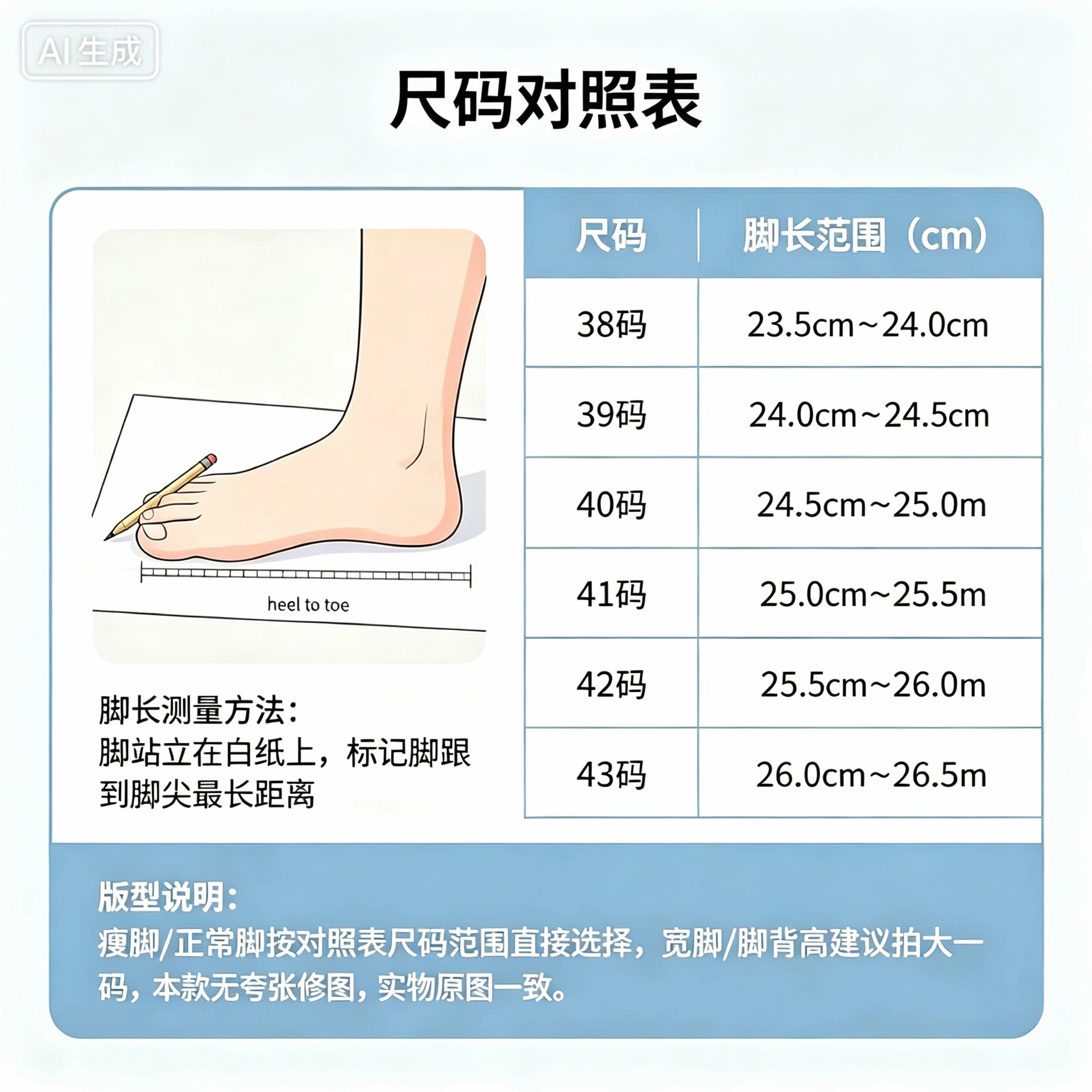 8362脚型尺码表