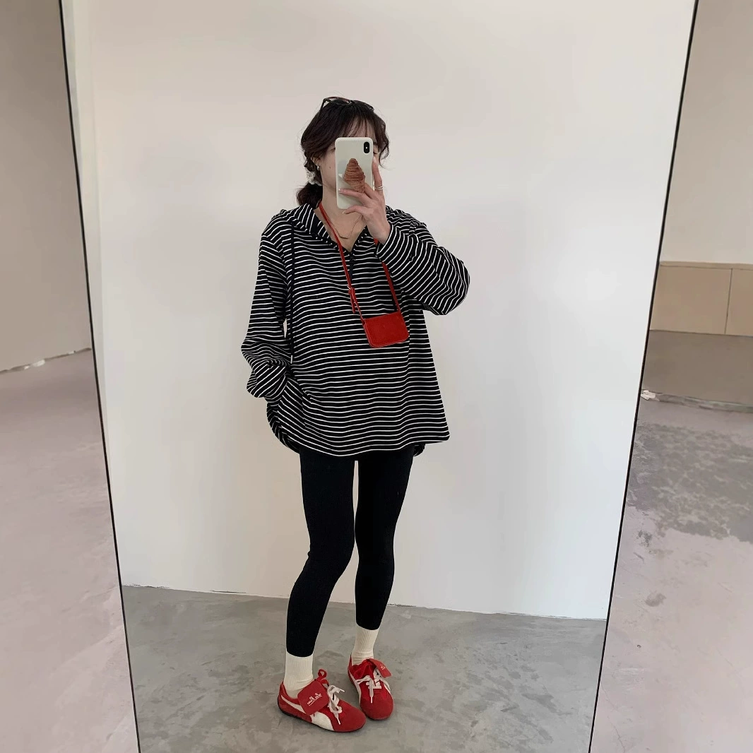 Иностранная одежда для беременных в полоску толстовка с капюшоном ранней весной