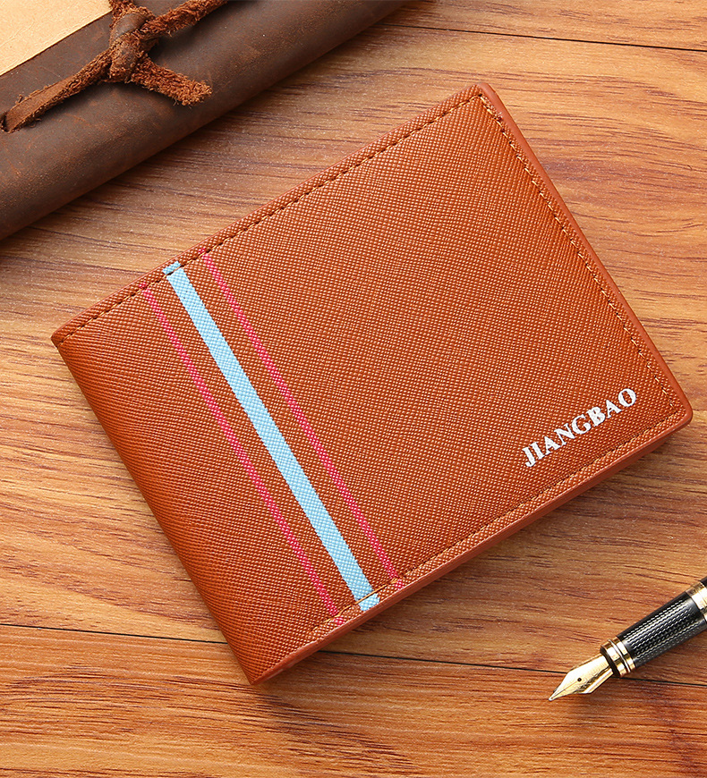 Men's Stripe Pu Leather Open Wallets display picture 5