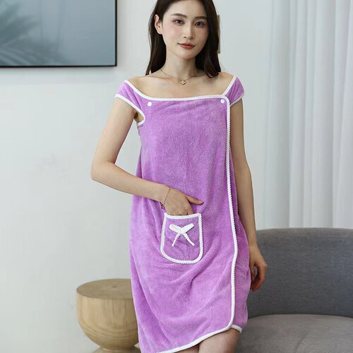 Bulk coral velvet bath robe with added thickness and water absorption, can be worn as a bath towel for home use, softer than pure cotton bathrobes, Class A