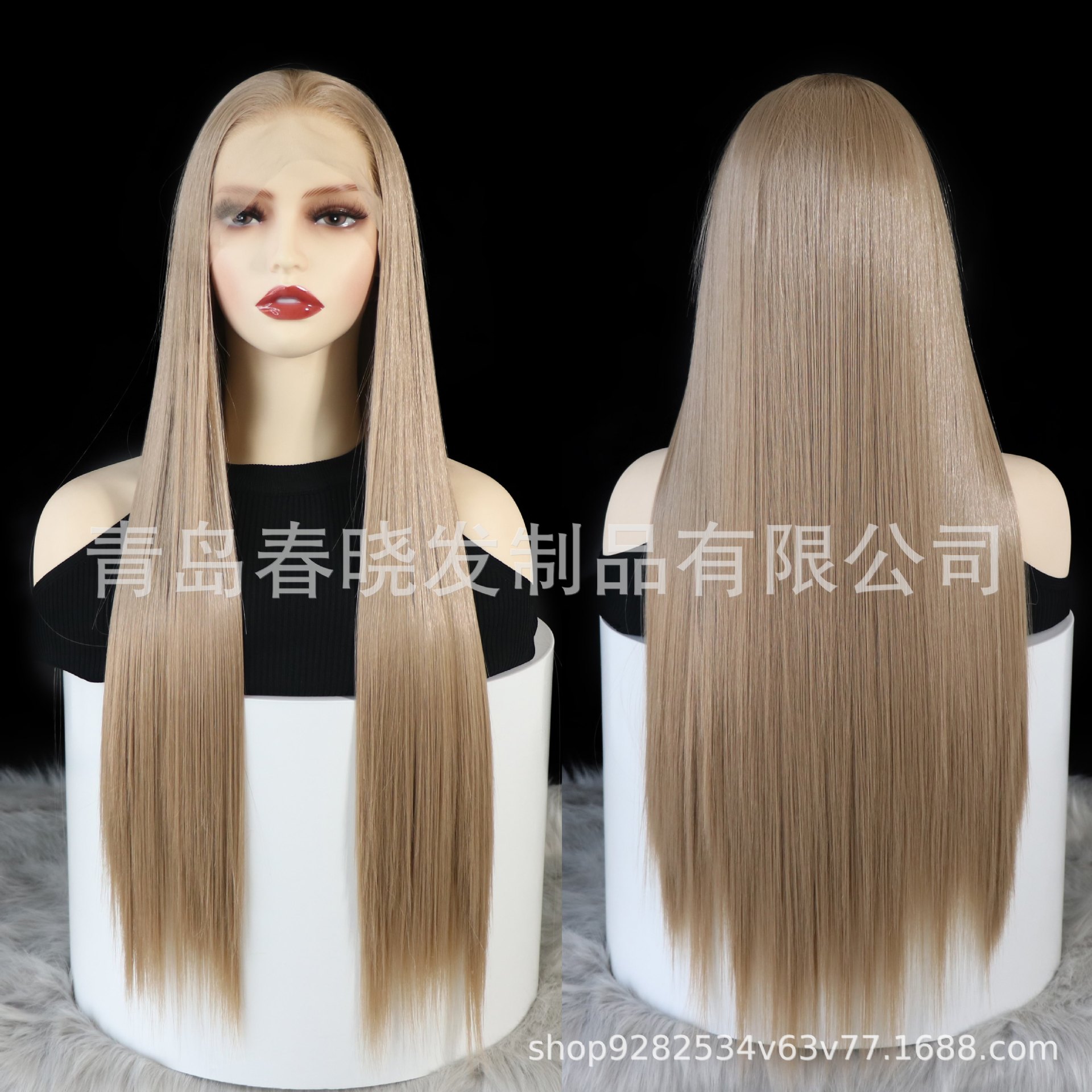 Japanese Silk Wig for Women, Kanekalon # 103 Straight Synthetic High-Temperature Fiber Free Part Lace Front Wig 13*4