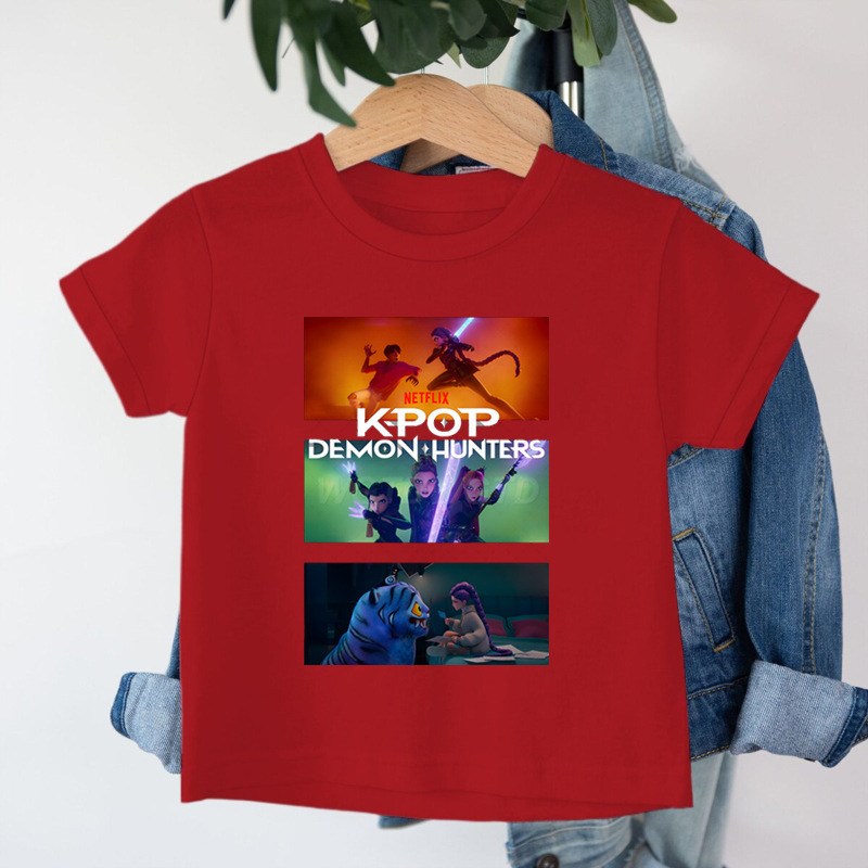 クロスボーダー KPop デーモンハンターデーモンハンターグループプリントコットン Tシャツ夏のファッション子供カジュアル半袖|undefined