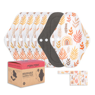 Digital Printing Sanitary Pad Bamboo Charcoal Washable Postpartum Care Pad 6 Pieces Kraft Paper Set Cross-border Spot