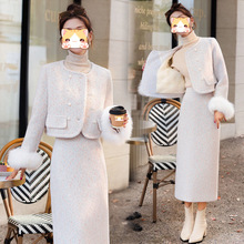 羽绒服套装女2025秋冬新款时尚气质白鸭绒外套两件套裙跨境