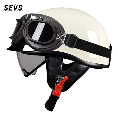 Motosiklet kaskı (dəbilqə) — helmet, Japanese-style scoop helmet - milky-white-tea-colored-lenses-black-frame-glasses-m