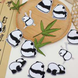 刺绣布贴电脑绣花章中国风国潮小熊猫竹子自粘款 端午节DIY配饰