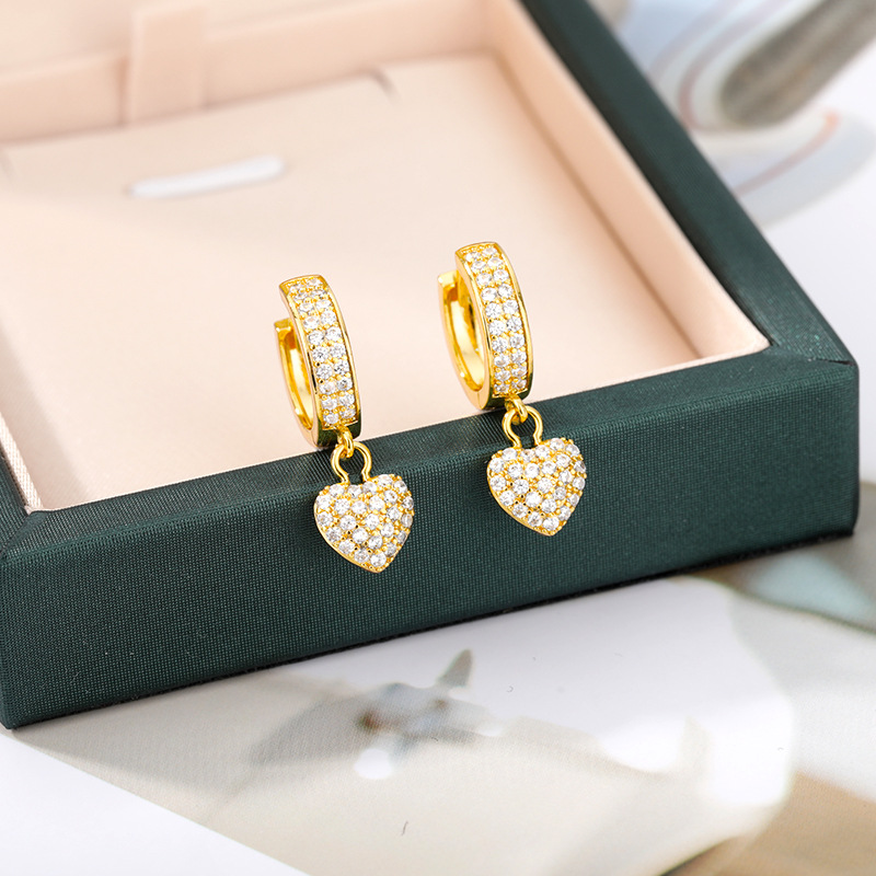 New Heart-shaped Zircon Earrings display picture 4