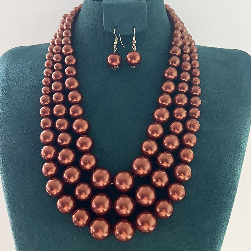 150g Weight Earrings, Necklace Classification 1 Set Quantity Banquet, Cocktail Party Occasion Imitation Pearl Material Pearl Pattern Women's Gender Round Design Glam, Exaggerated Style Glam Exaggerated Pearl Imitation Pearl Round Women's Earrings Necklace 16