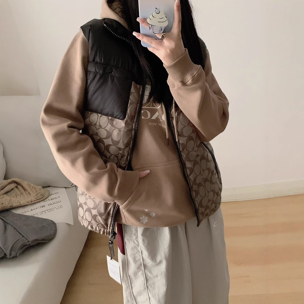 CH Kojia 겨울 남녀 클래식 장로교 C 자형 스티칭 화이트 거위 다운 조끼 캐주얼 올 매치 따뜻한