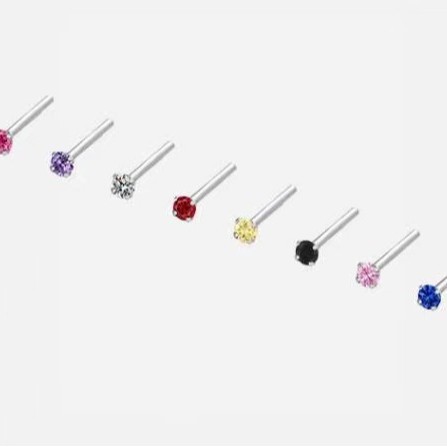 蒂朵S999纯银锆石彩色耳钉养耳洞耳骨钉耳环耳饰新款