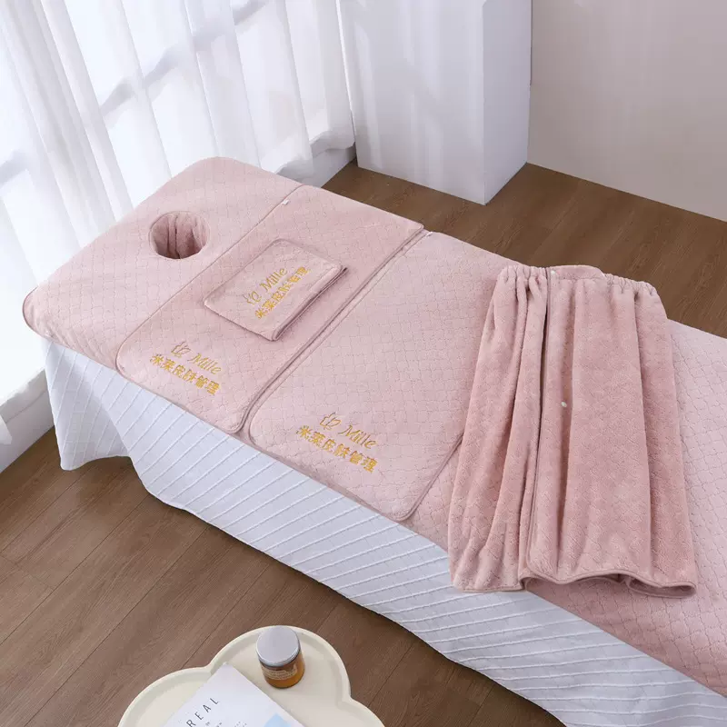 美容院专用毛巾珊瑚绒浴裙皮肤管理包头巾开洞铺床大浴巾定制logo