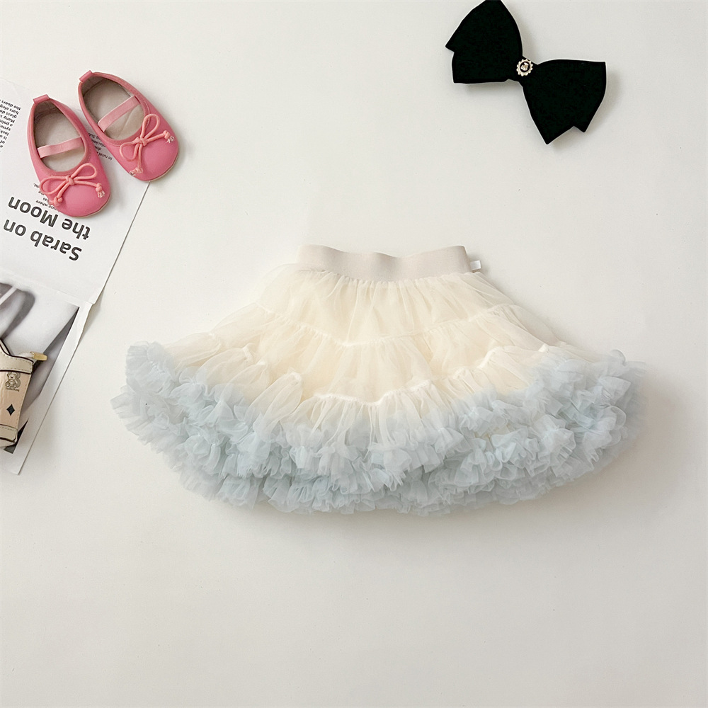 2024 niñas otoño y invierno nueva falda Tutu falda de torta para niños falda corta de torta bebé universal princesa red de pimples