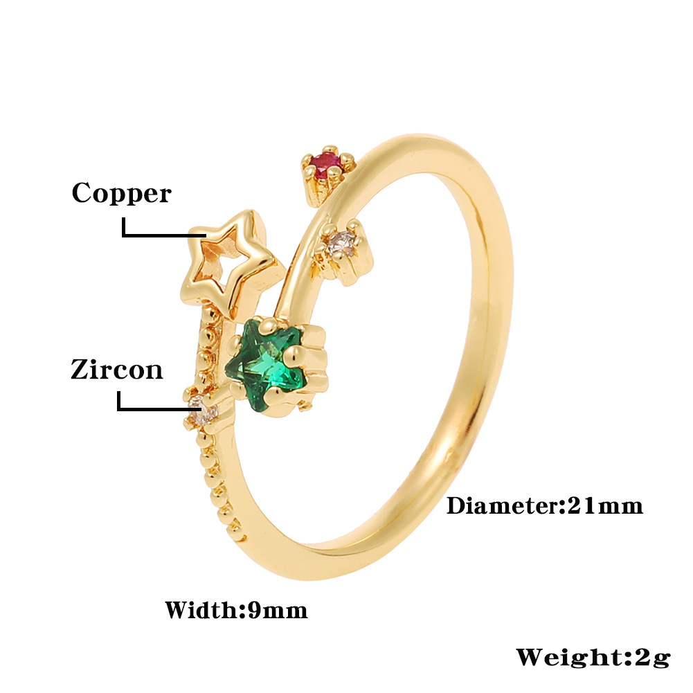 Simple Style Round Copper Inlay Rhinestones Open Ring 1 Piece