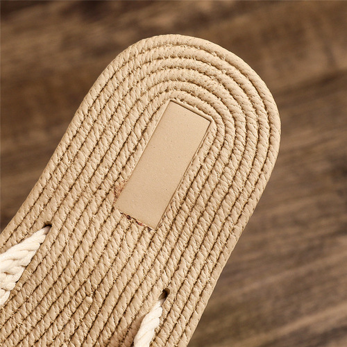 Summer new style imitation hemp rope travel hemp sole women's sandals outer wear flip-flops women's beach wedge heel slippers