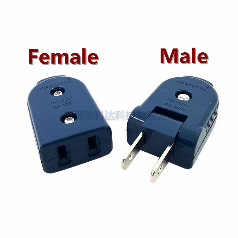 公母对接插头延长电源插座美规接线二脚配套10A中国台湾日本插头