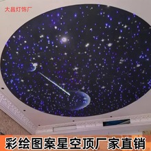 彩绘图案星空顶天花板满天星光纤灯别墅影音室家装清酒吧客厅卧室